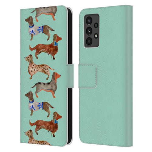 Cat Coquillette Animals Blue Dachshunds Leather Book Wallet Case Cover For Samsung Galaxy A13 (2022)