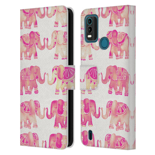 Cat Coquillette Animals 2 Pink Elephants Leather Book Wallet Case Cover For Nokia G11 Plus