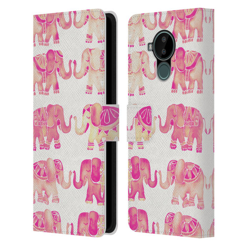 Cat Coquillette Animals 2 Pink Elephants Leather Book Wallet Case Cover For Nokia C30