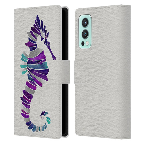 Cat Coquillette Sea Seahorse Purple Leather Book Wallet Case Cover For OnePlus Nord 2 5G