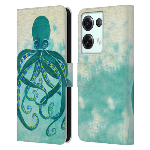Cat Coquillette Sea Octopus Leather Book Wallet Case Cover For OPPO Reno8 Pro