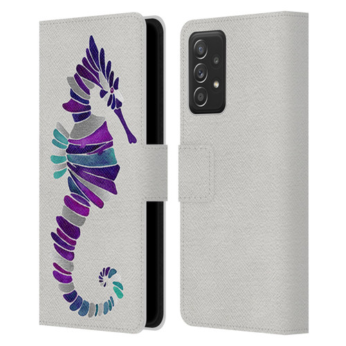 Cat Coquillette Sea Seahorse Purple Leather Book Wallet Case Cover For Samsung Galaxy A52 / A52s / 5G (2021)