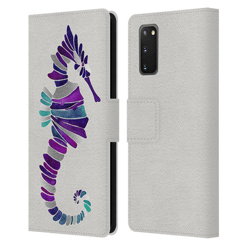 Cat Coquillette Sea Seahorse Purple Leather Book Wallet Case Cover For Samsung Galaxy S20 / S20 5G