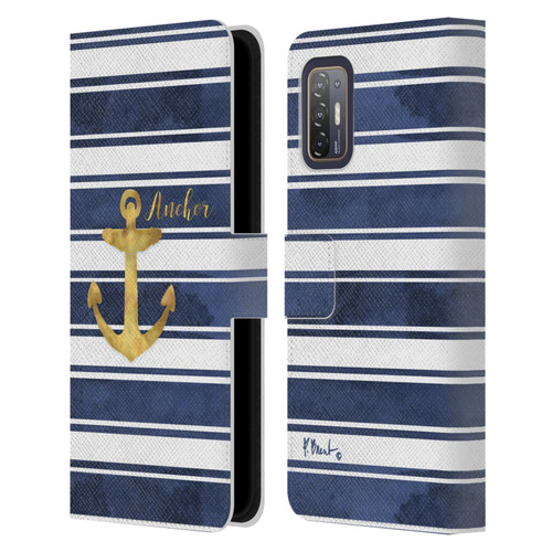 Paul Brent Nautical Anchor Leather Book Wallet Case Cover For HTC Desire 21 Pro 5G