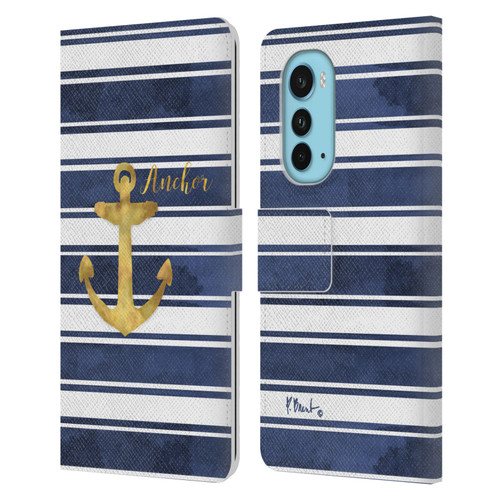 Paul Brent Nautical Anchor Leather Book Wallet Case Cover For Motorola Edge (2022)