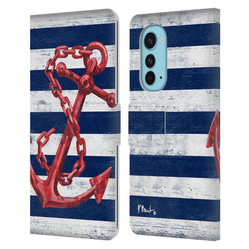 Paul Brent Nautical Westerly Anchor Red Leather Book Wallet Case Cover For Motorola Edge (2022)