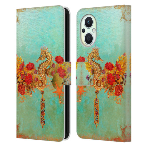 Jena DellaGrottaglia Animals Seahorse Leather Book Wallet Case Cover For OPPO Reno8 Lite