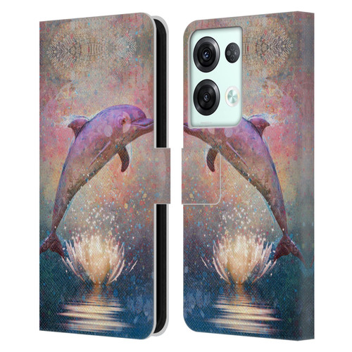 Jena DellaGrottaglia Animals Dolphin Leather Book Wallet Case Cover For OPPO Reno8 Pro