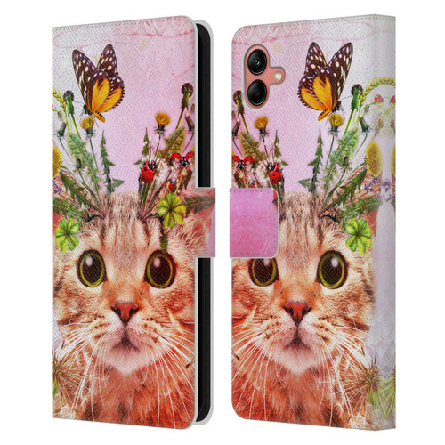 Jena DellaGrottaglia Animals Kitty Leather Book Wallet Case Cover For Samsung Galaxy A04 (2022)