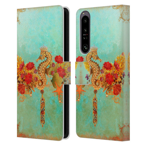 Jena DellaGrottaglia Animals Seahorse Leather Book Wallet Case Cover For Sony Xperia 1 IV