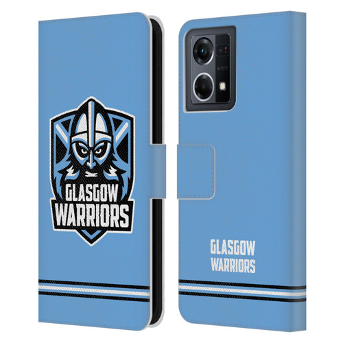 Glasgow Warriors Logo Stripes Blue Leather Book Wallet Case Cover For OPPO Reno8 4G