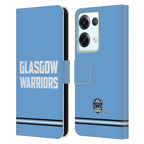 Glasgow Warriors Logo Text Type Blue Leather Book Wallet Case Cover For OPPO Reno8 Pro