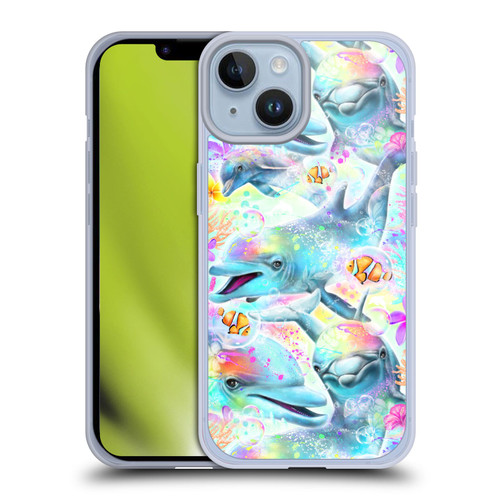 Sheena Pike Animals Rainbow Dolphins & Fish Soft Gel Case for Apple iPhone 14