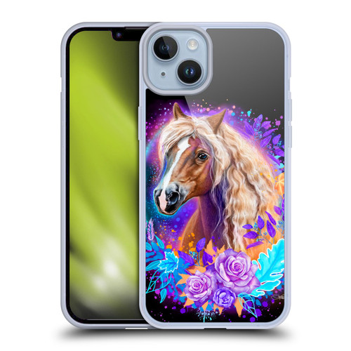Sheena Pike Animals Purple Horse Spirit With Roses Soft Gel Case for Apple iPhone 14 Plus