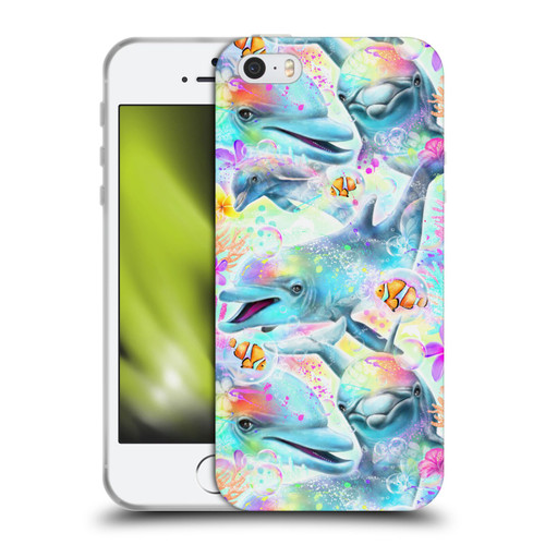 Sheena Pike Animals Rainbow Dolphins & Fish Soft Gel Case for Apple iPhone 5 / 5s / iPhone SE 2016