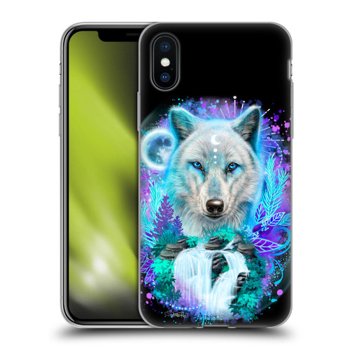 Sheena Pike Animals Winter Wolf Spirit & Waterfall Soft Gel Case for Apple iPhone X / iPhone XS