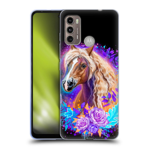 Sheena Pike Animals Purple Horse Spirit With Roses Soft Gel Case for Motorola Moto G60 / Moto G40 Fusion