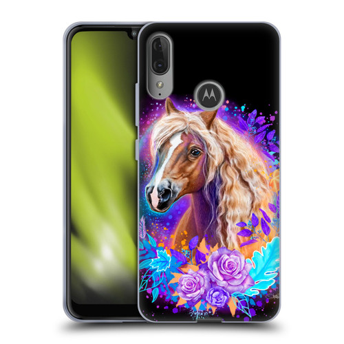 Sheena Pike Animals Purple Horse Spirit With Roses Soft Gel Case for Motorola Moto E6 Plus