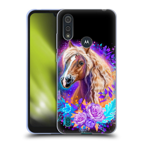 Sheena Pike Animals Purple Horse Spirit With Roses Soft Gel Case for Motorola Moto E6s (2020)