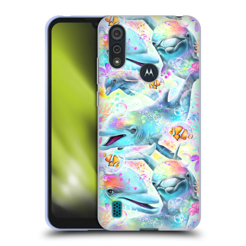 Sheena Pike Animals Rainbow Dolphins & Fish Soft Gel Case for Motorola Moto E6s (2020)