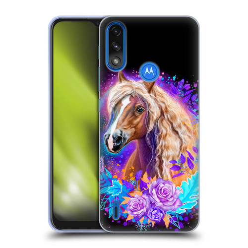 Sheena Pike Animals Purple Horse Spirit With Roses Soft Gel Case for Motorola Moto E7 Power / Moto E7i Power