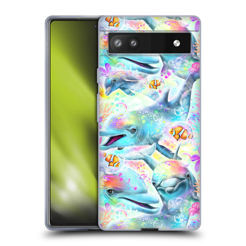 Sheena Pike Animals Rainbow Dolphins & Fish Soft Gel Case for Google Pixel 6a