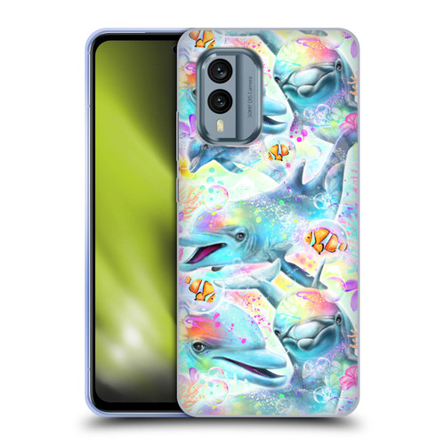 Sheena Pike Animals Rainbow Dolphins & Fish Soft Gel Case for Nokia X30