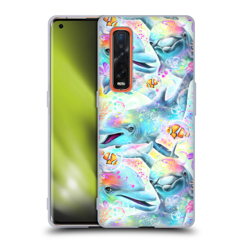 Sheena Pike Animals Rainbow Dolphins & Fish Soft Gel Case for OPPO Find X2 Pro 5G