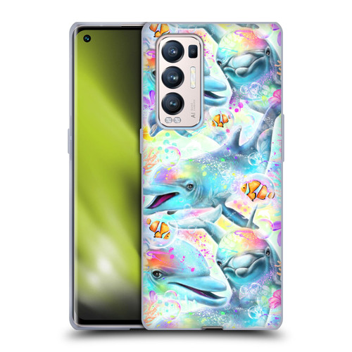 Sheena Pike Animals Rainbow Dolphins & Fish Soft Gel Case for OPPO Find X3 Neo / Reno5 Pro+ 5G