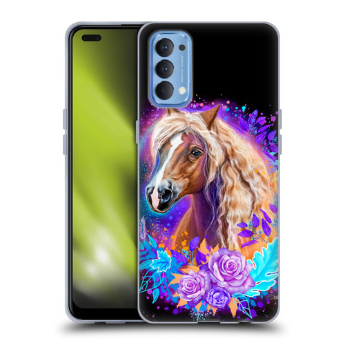Sheena Pike Animals Purple Horse Spirit With Roses Soft Gel Case for OPPO Reno 4 5G