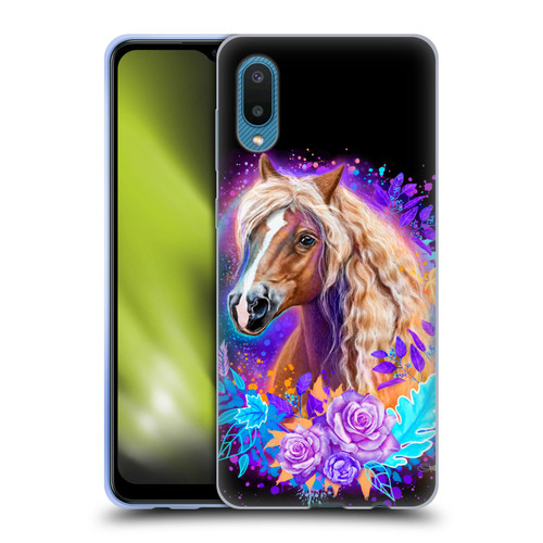 Sheena Pike Animals Purple Horse Spirit With Roses Soft Gel Case for Samsung Galaxy A02/M02 (2021)