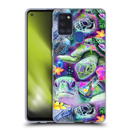 Sheena Pike Animals Daydream Sea Turtles & Flowers Soft Gel Case for Samsung Galaxy A21s (2020)