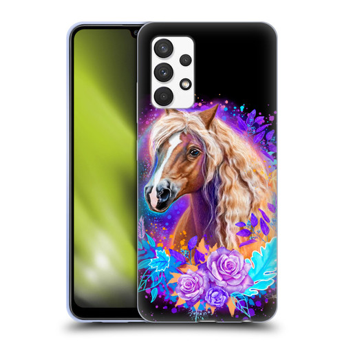 Sheena Pike Animals Purple Horse Spirit With Roses Soft Gel Case for Samsung Galaxy A32 (2021)