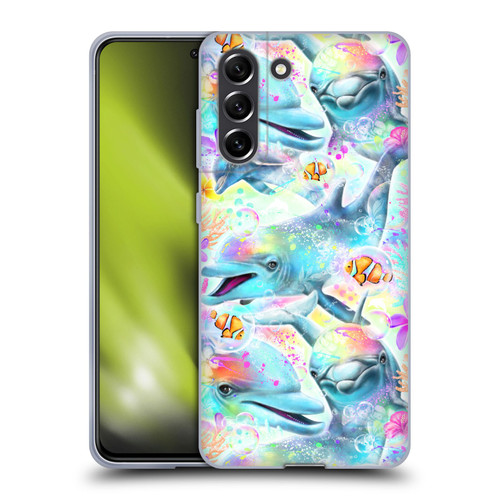 Sheena Pike Animals Rainbow Dolphins & Fish Soft Gel Case for Samsung Galaxy S21 FE 5G