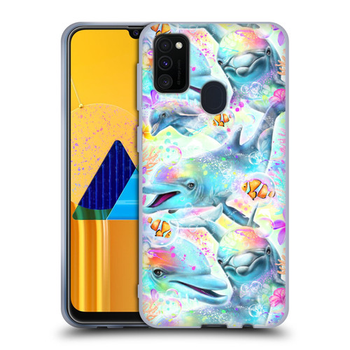 Sheena Pike Animals Rainbow Dolphins & Fish Soft Gel Case for Samsung Galaxy M30s (2019)/M21 (2020)