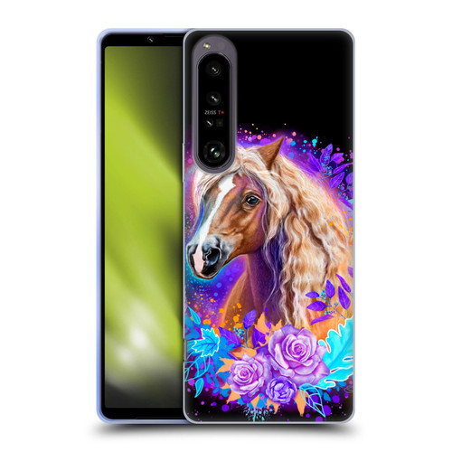 Sheena Pike Animals Purple Horse Spirit With Roses Soft Gel Case for Sony Xperia 1 IV