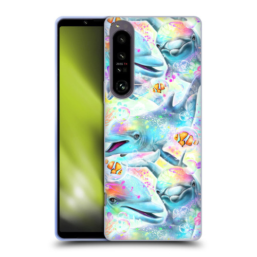 Sheena Pike Animals Rainbow Dolphins & Fish Soft Gel Case for Sony Xperia 1 IV