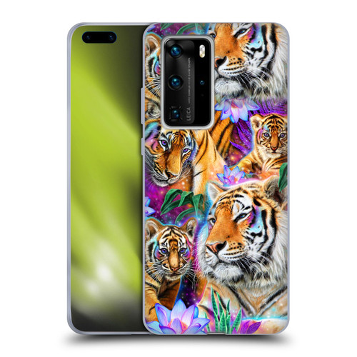 Sheena Pike Big Cats Daydream Tigers With Flowers Soft Gel Case for Huawei P40 Pro / P40 Pro Plus 5G