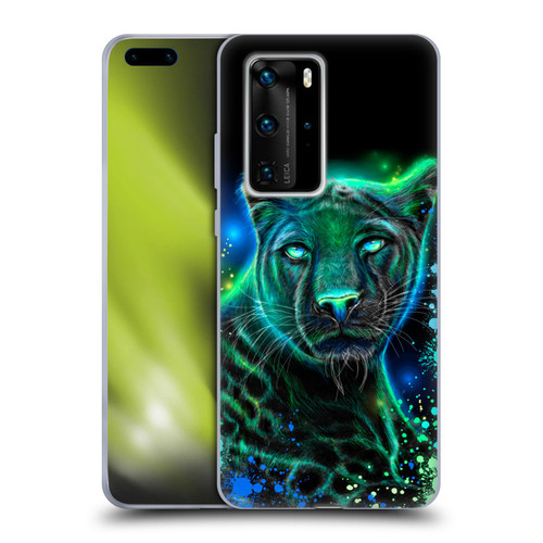 Sheena Pike Big Cats Neon Blue Green Panther Soft Gel Case for Huawei P40 Pro / P40 Pro Plus 5G