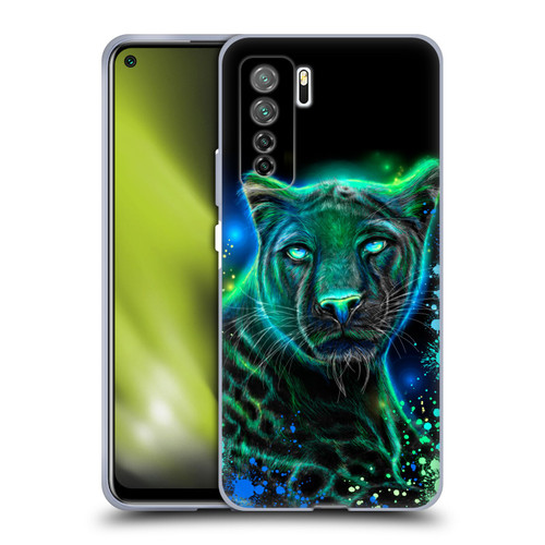 Sheena Pike Big Cats Neon Blue Green Panther Soft Gel Case for Huawei Nova 7 SE/P40 Lite 5G