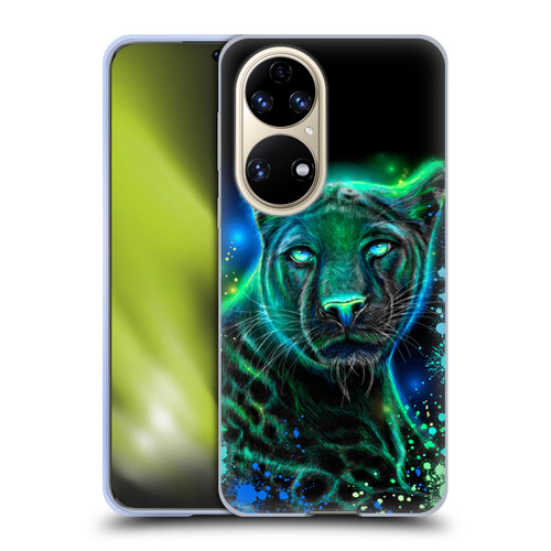 Sheena Pike Big Cats Neon Blue Green Panther Soft Gel Case for Huawei P50