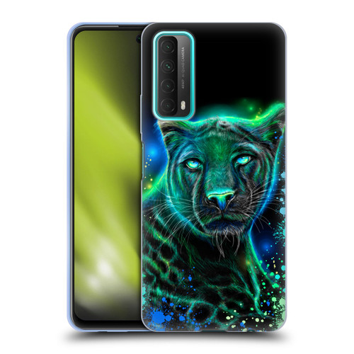 Sheena Pike Big Cats Neon Blue Green Panther Soft Gel Case for Huawei P Smart (2021)