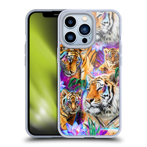 Sheena Pike Big Cats Daydream Tigers With Flowers Soft Gel Case for Apple iPhone 13 Pro