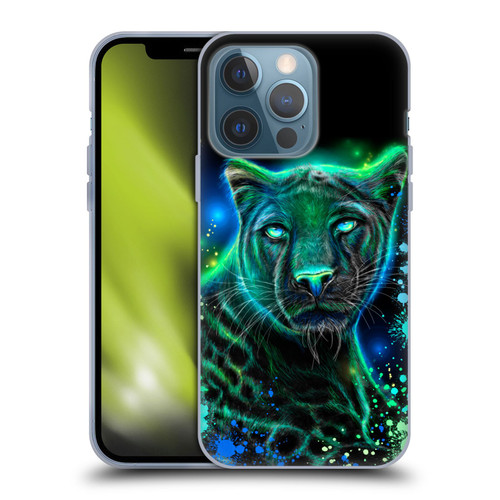 Sheena Pike Big Cats Neon Blue Green Panther Soft Gel Case for Apple iPhone 13 Pro