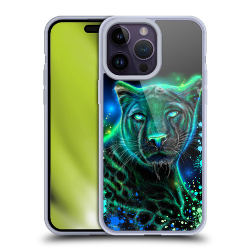 Sheena Pike Big Cats Neon Blue Green Panther Soft Gel Case for Apple iPhone 14 Pro Max