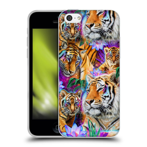 Sheena Pike Big Cats Daydream Tigers With Flowers Soft Gel Case for Apple iPhone 5c