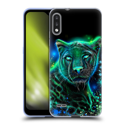 Sheena Pike Big Cats Neon Blue Green Panther Soft Gel Case for LG K22