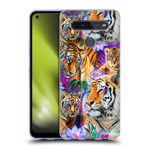 Sheena Pike Big Cats Daydream Tigers With Flowers Soft Gel Case for LG K51S