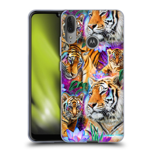 Sheena Pike Big Cats Daydream Tigers With Flowers Soft Gel Case for Motorola Moto E6 Plus