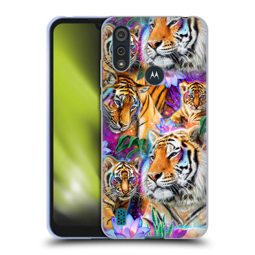 Sheena Pike Big Cats Daydream Tigers With Flowers Soft Gel Case for Motorola Moto E6s (2020)